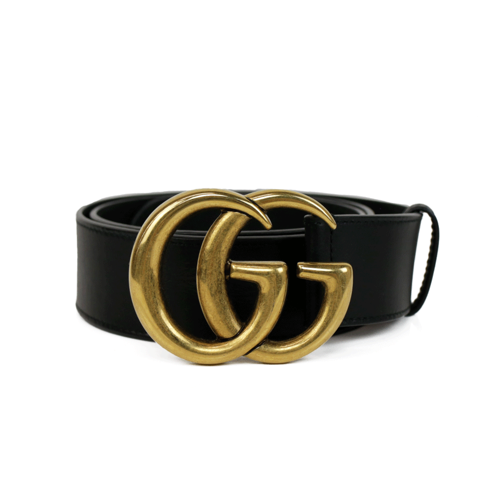 Gucci Black Leather GG Marmont Belt