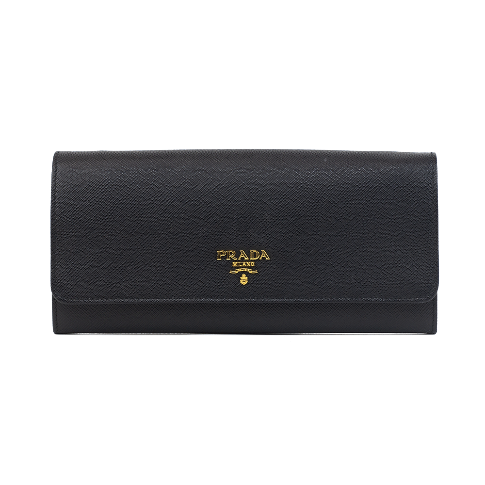 Prada Black Saffiano Lux Continental Wallet