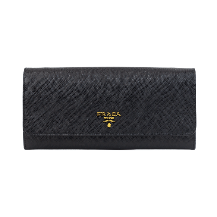 Prada Black Saffiano Lux Continental Wallet