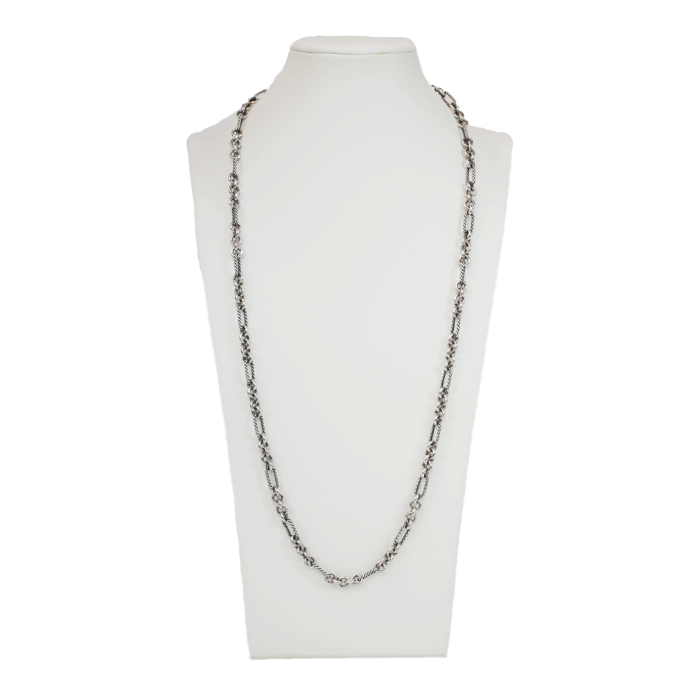 David Yurman Sterling Silver Figaro Chain Toggle Necklace