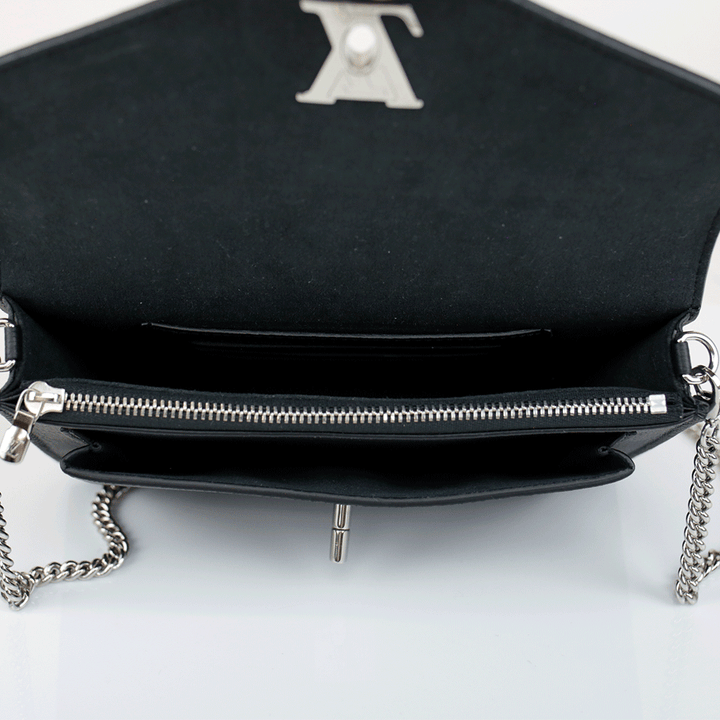 Louis Vuitton Mylockme Chain Pochette Black Leather Bag