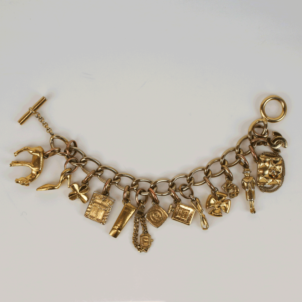 Chanel Vintage Gold Motif Charm Bracelet