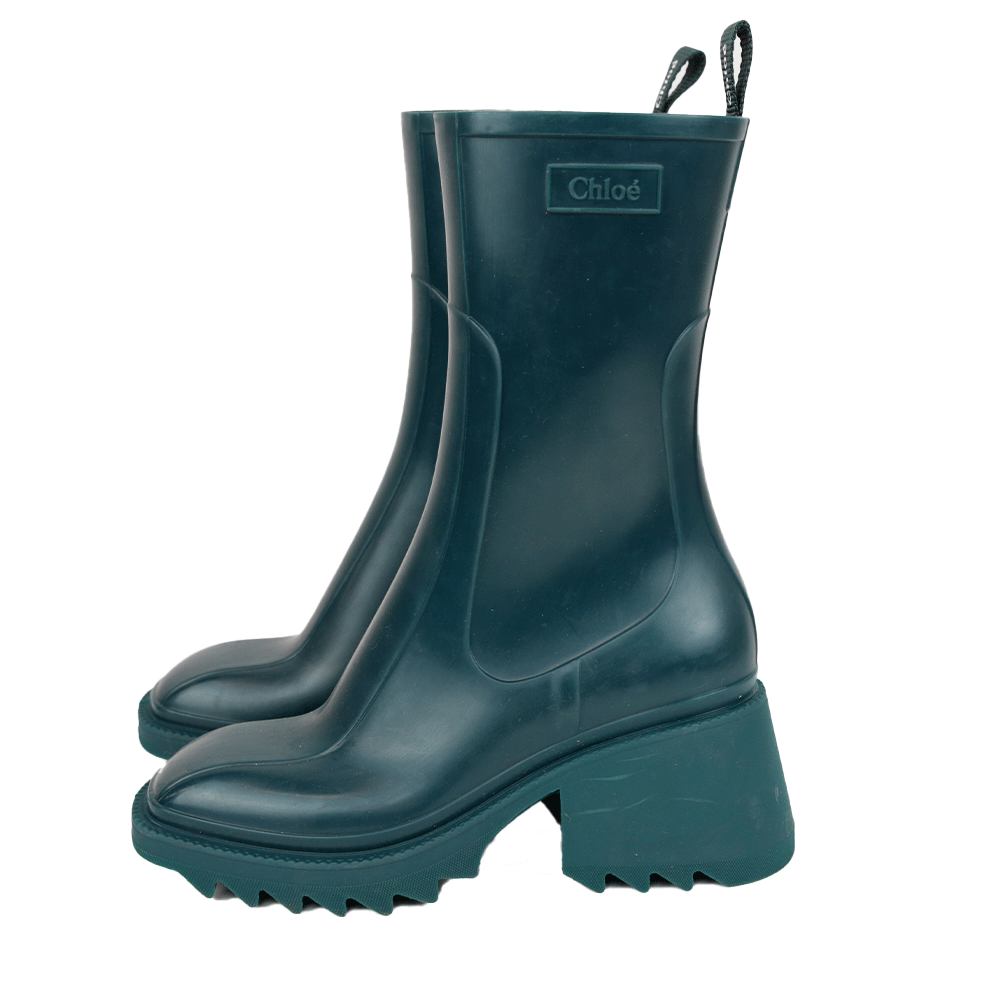 Chloé Teal Rubber Betty Rain Boots