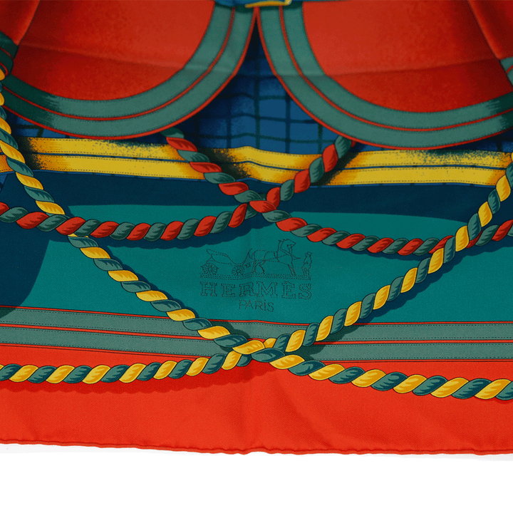 Hermès Grande Tenue Red & Green Silk Scarf