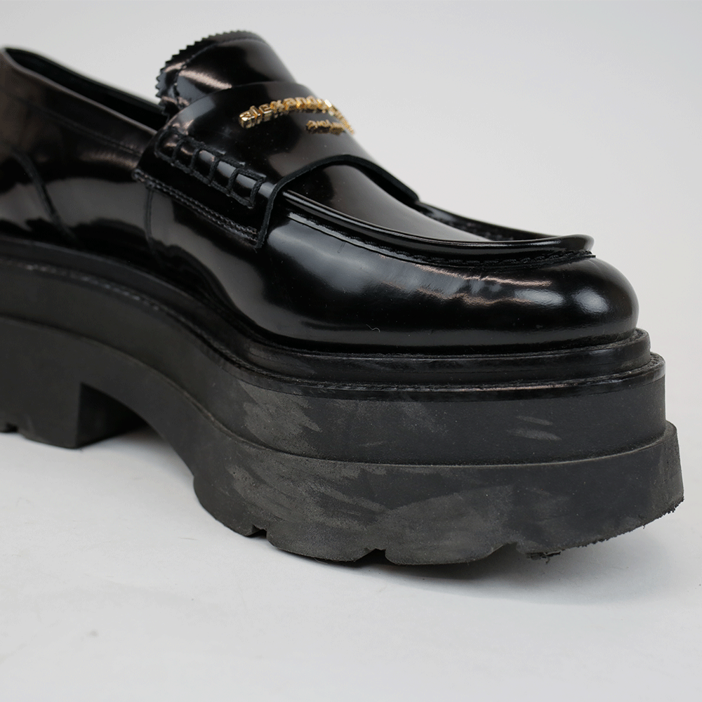 Alexander Wang Black Leather Carter Platform Loafers