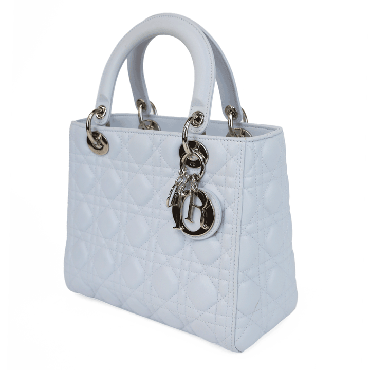 Christian Dior Powder Blue Medium Lady Dior with Crystal Strap