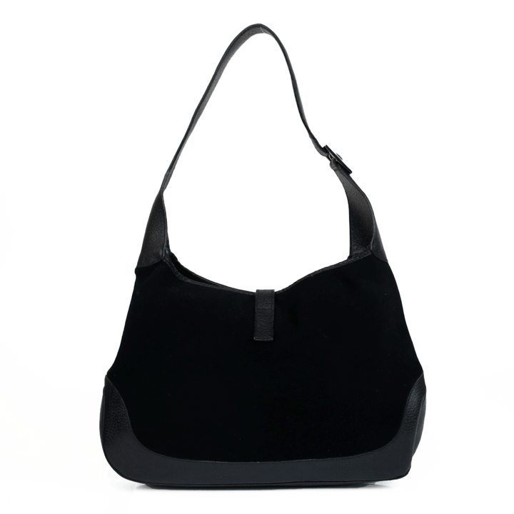 Gucci Black Felt Wool & Leather Jackie O Hobo Bag