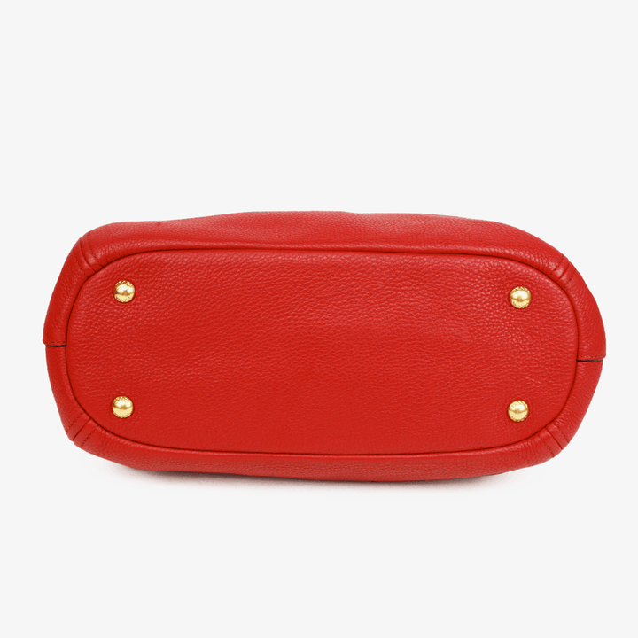 Prada Red Pebbled Leather Convertible Zip Tote Bag