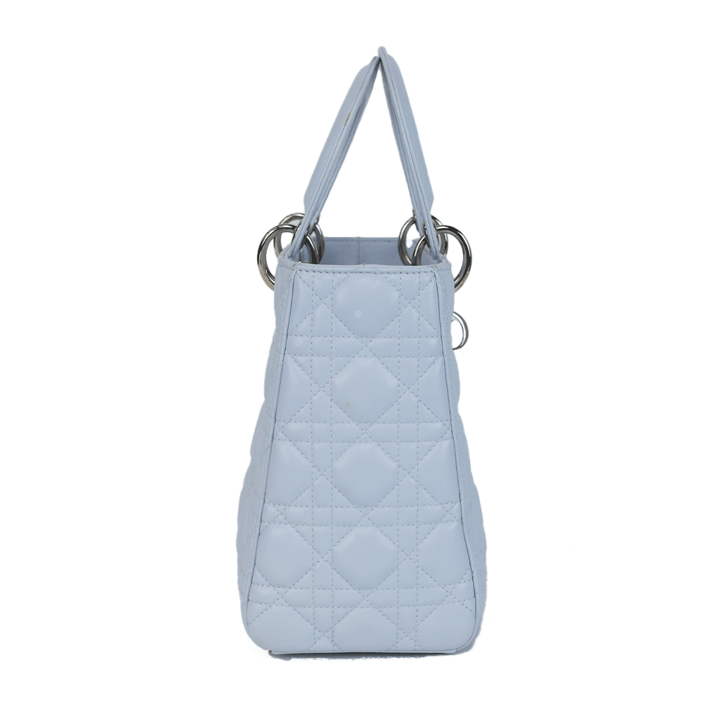 Christian Dior Powder Blue Medium Lady Dior with Crystal Strap