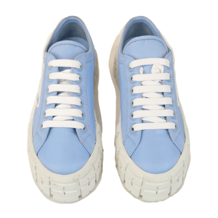 Prada Baby Blue Double Wheel Nylon Gabardine Platform Sneakers