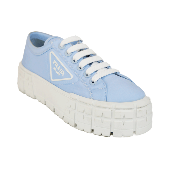 Prada Baby Blue Double Wheel Nylon Gabardine Platform Sneakers