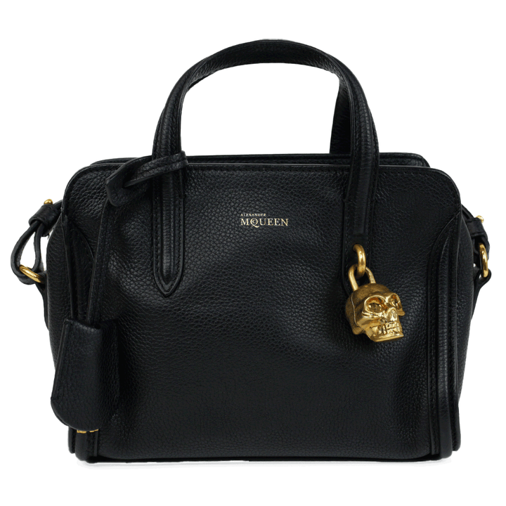 Alexander McQueen Black Leather Mini Padlock Tote Bag