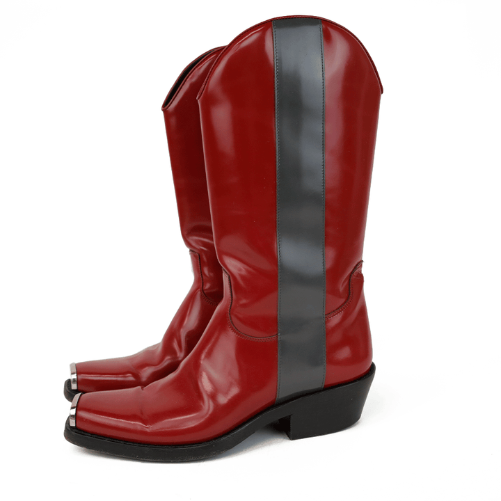 Calvin Klein 205W39NYC Ellie Red Leather Cowboy Boots