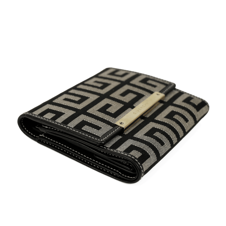 Givenchy Black Canvas & Leather Bi-Fold Wallet