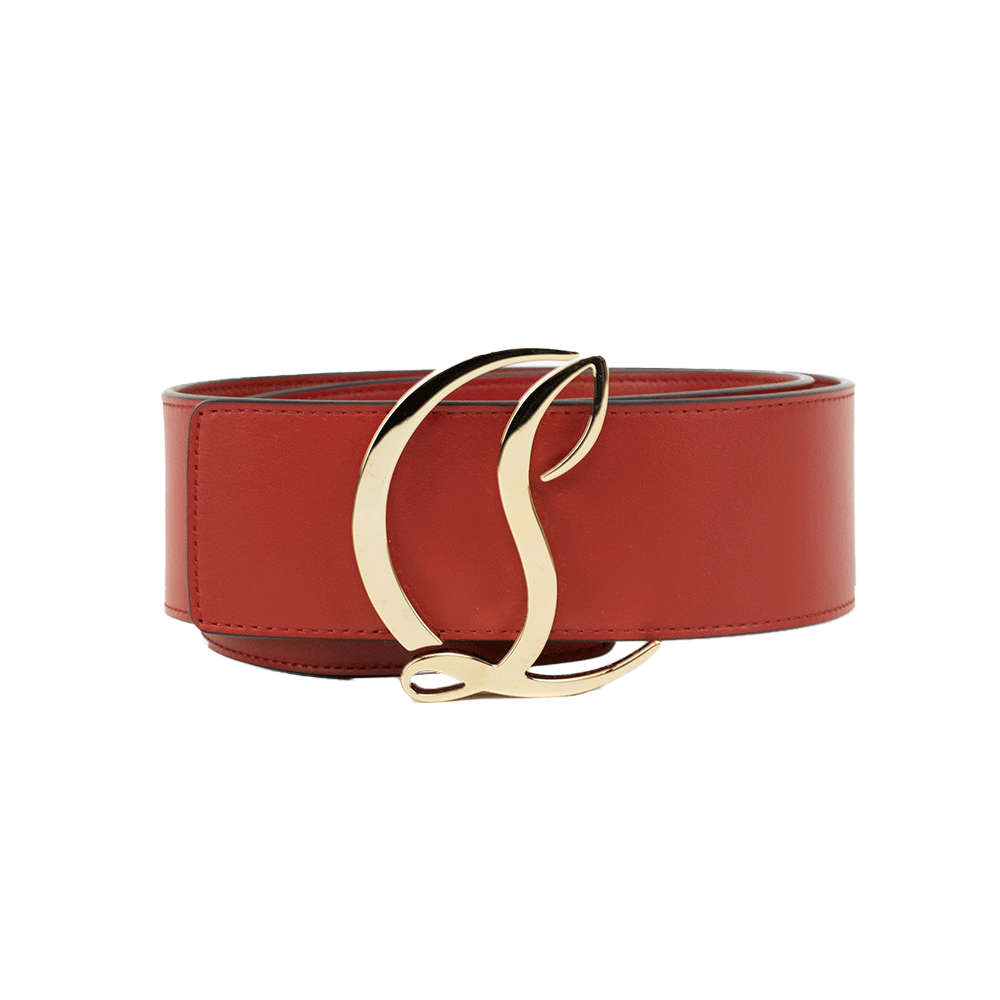 Christian Louboutin Loubiantic Logo Red Leather Belt