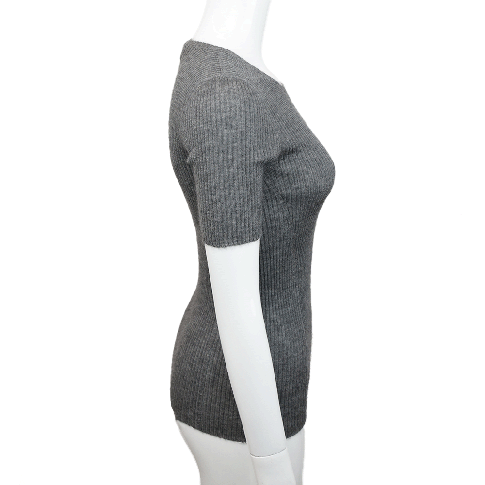 Chanel Gray Vintage Interlocking CC Cashmere Blend Sweater