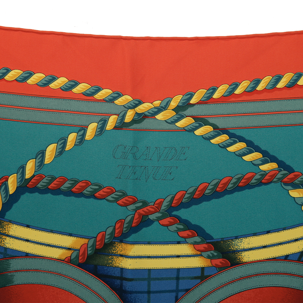 Hermès Grande Tenue Red & Green Silk Scarf