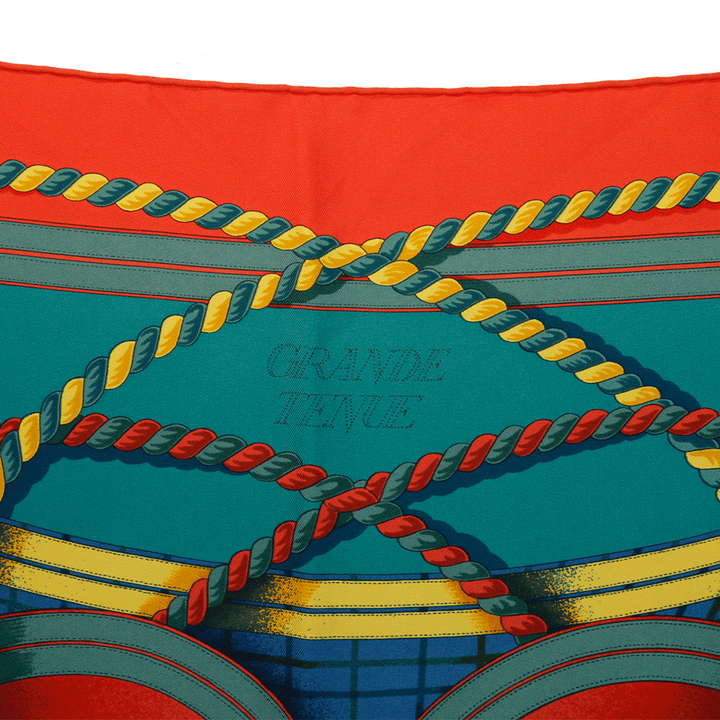 Hermès Grande Tenue Red & Green Silk Scarf