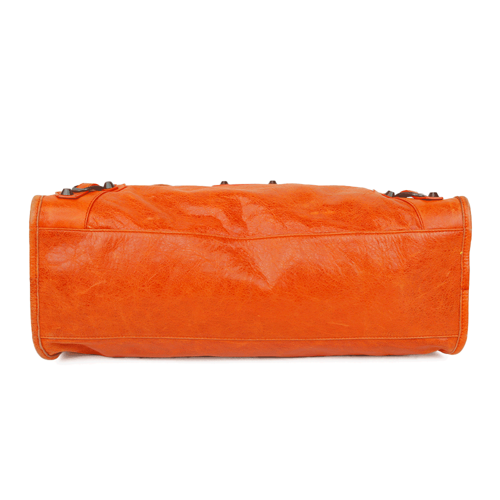 Balenciaga Orange Leather Motocross Classic City Bag