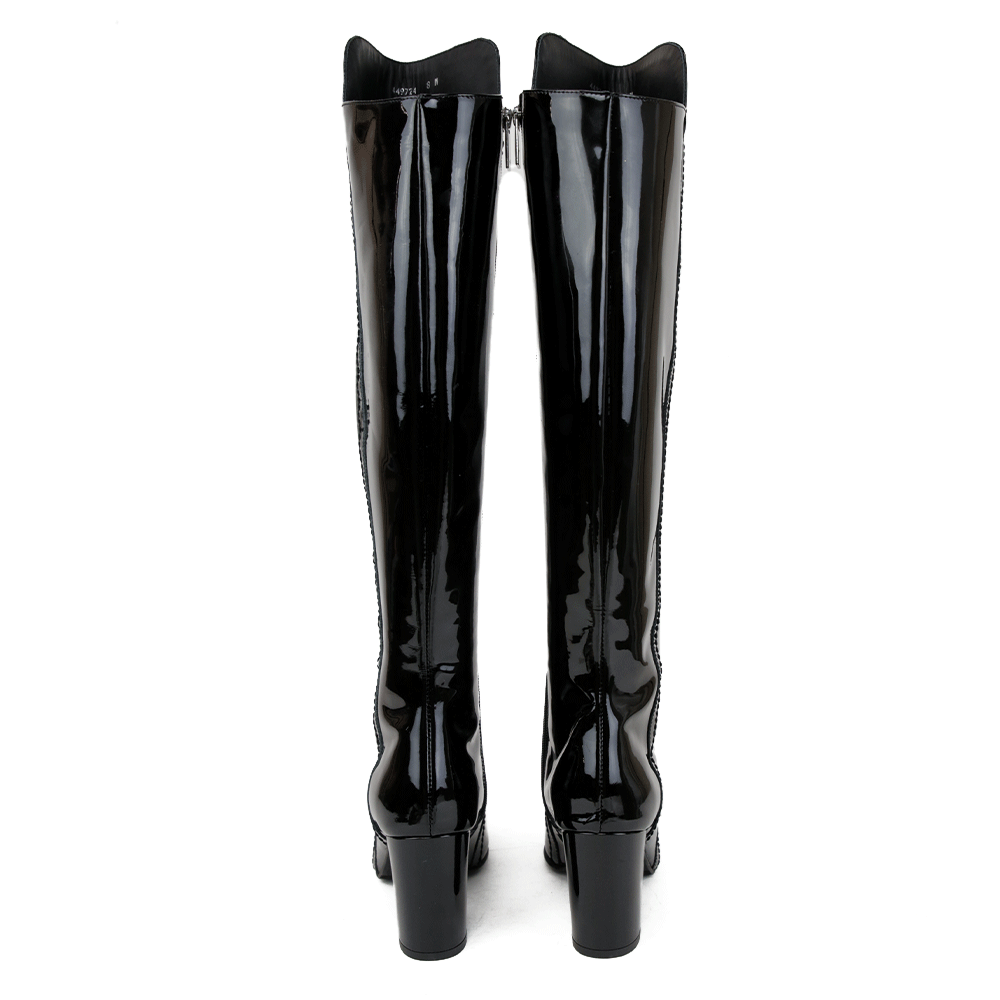 Aquatalia Black Patent Leather Over the Knee Boots