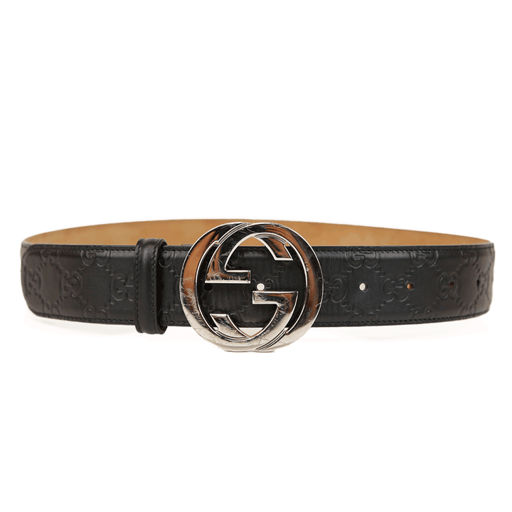 Gucci Black Interlocking G Buckle Wide Belt