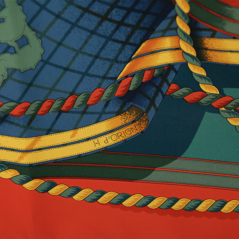 Hermès Grande Tenue Red & Green Silk Scarf