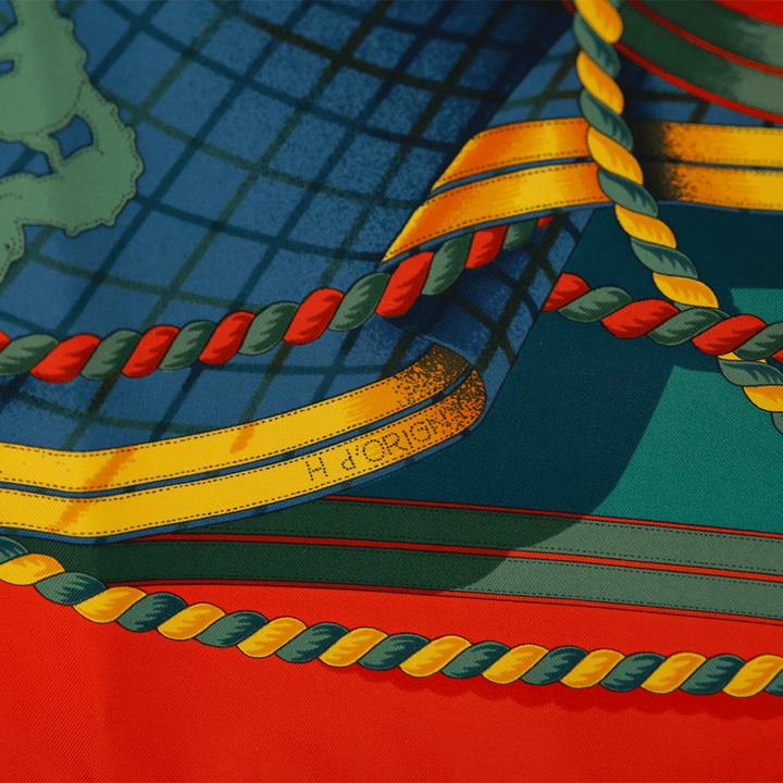 Hermès Grande Tenue Red & Green Silk Scarf