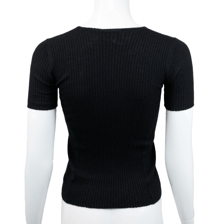 Chanel Black Vintage Interlocking CC Cashmere Blend Sweater