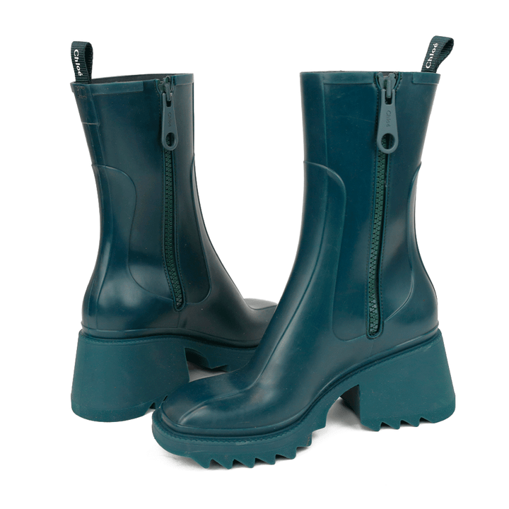 Chloé Teal Rubber Betty Rain Boots