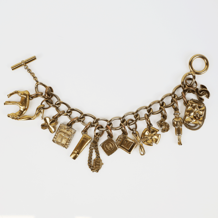 Chanel Vintage Gold Motif Charm Bracelet