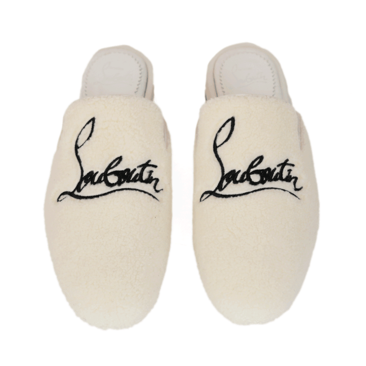 Christian Louboutin White Coolito Shearling Mule Loafers