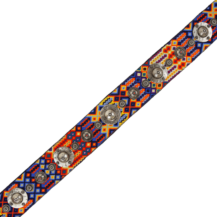 Christian Dior Multi-Color Canvas & Blue Leather Embellished Mexico Shoulder Strap