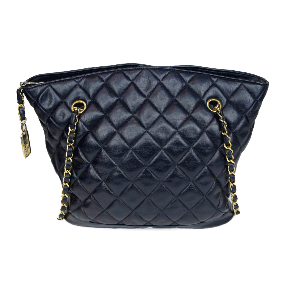 Chanel Vintage Navy Quilted Lambskin Shoulder Bag