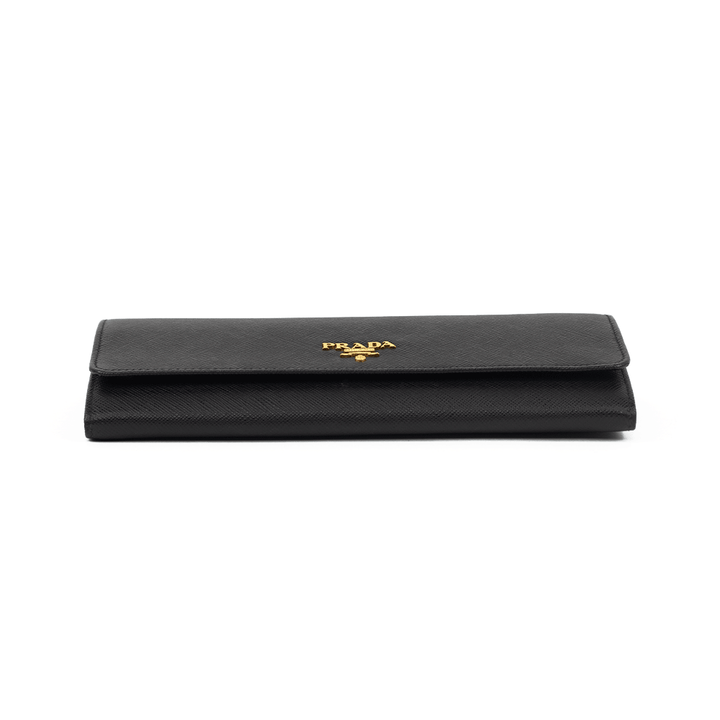 Prada Black Saffiano Lux Continental Wallet