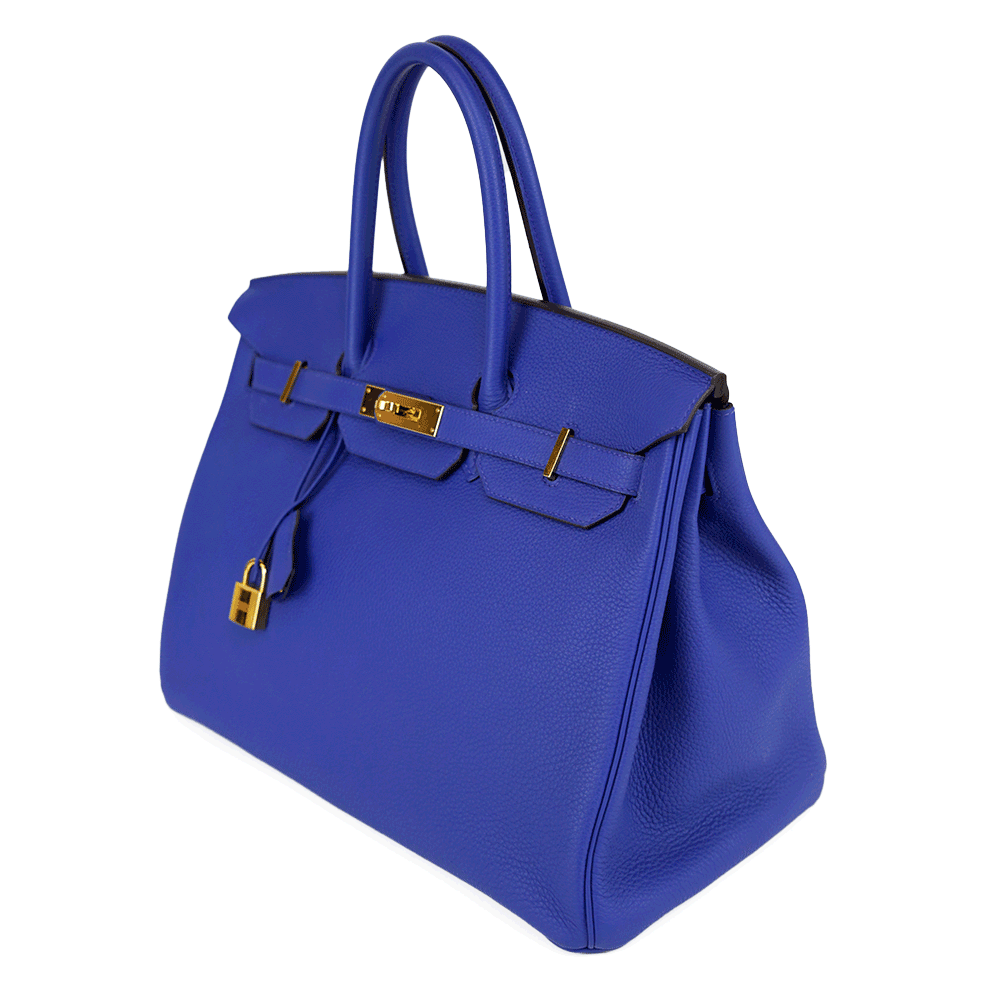 Hermès Blue Clemence Leather Birkin 35