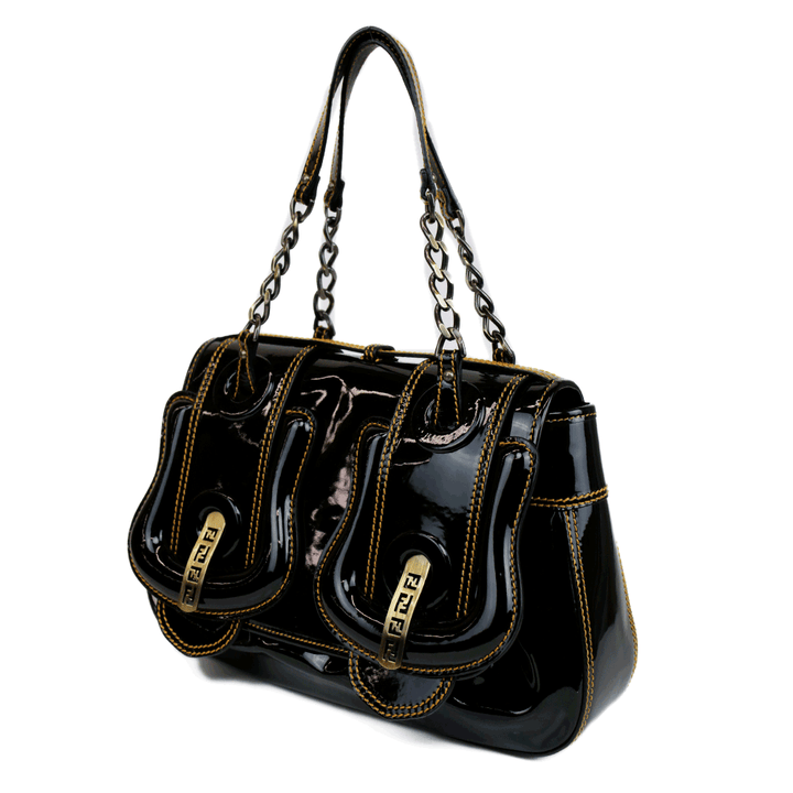 Fendi Black Patent Leather B Bag