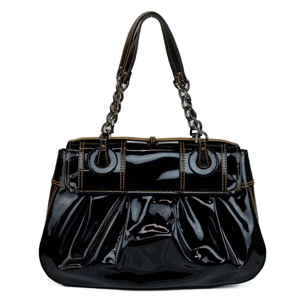 Fendi Black Patent Leather B Bag