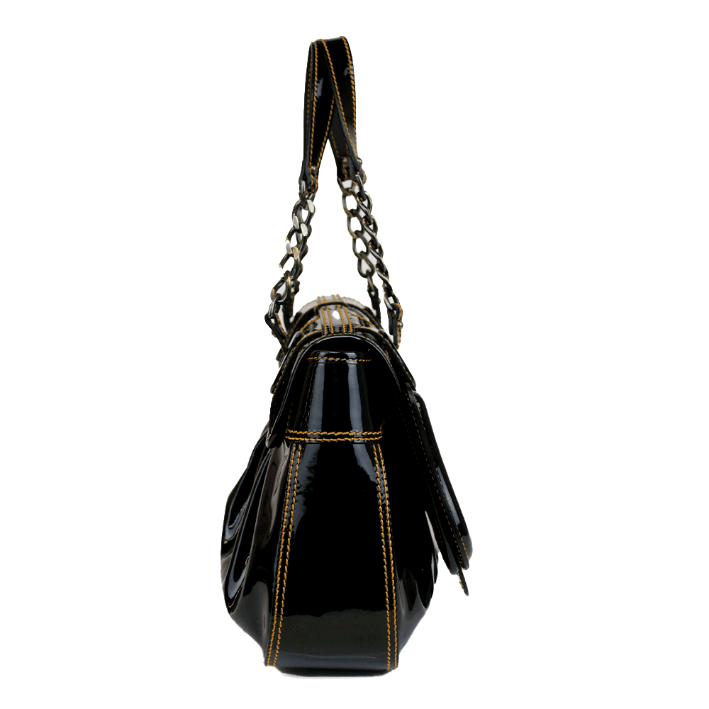 Fendi Black Patent Leather B Bag