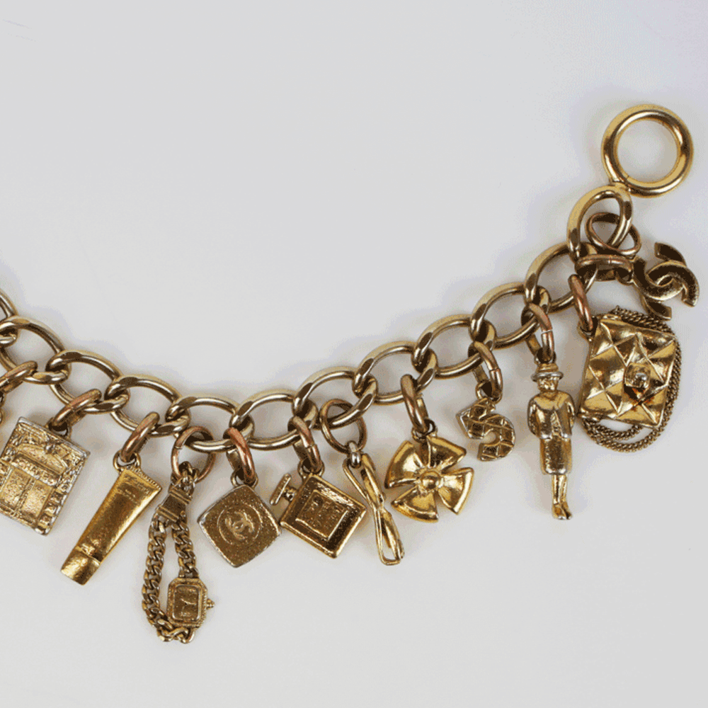 Chanel Vintage Gold Motif Charm Bracelet