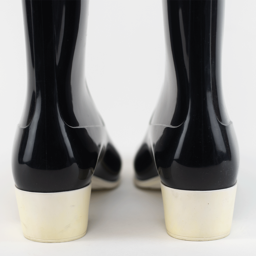 Chanel Black Rubber Camellia Rain Boots