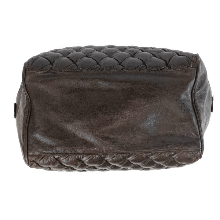 Balenciaga Brown Chevre Quilted Matelasse MM Handle Bag