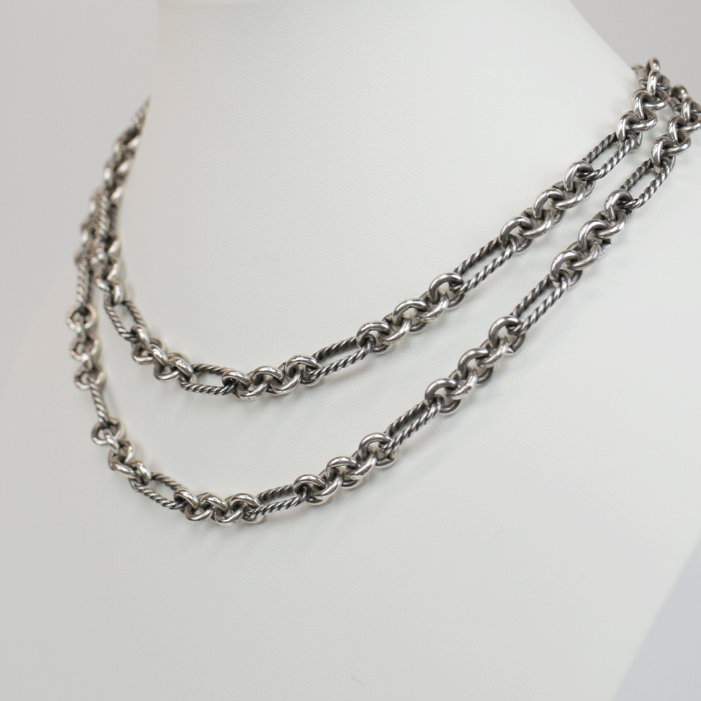 David Yurman Sterling Silver Figaro Chain Toggle Necklace