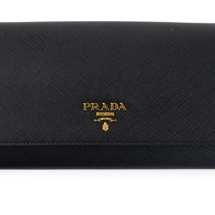 Prada Black Saffiano Lux Continental Wallet