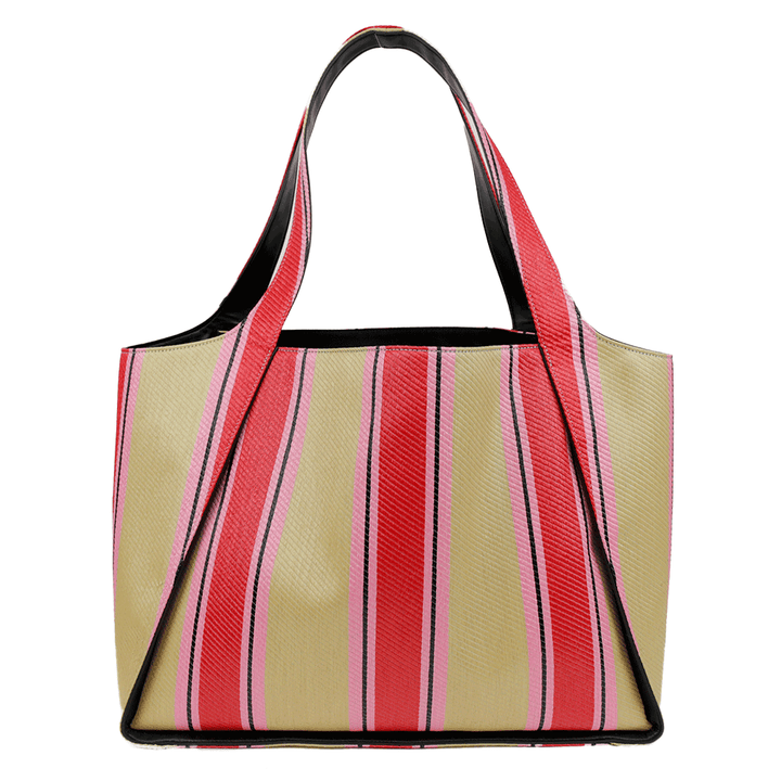 Stella McCartney Stella Logo Striped Raffia Tote Bag