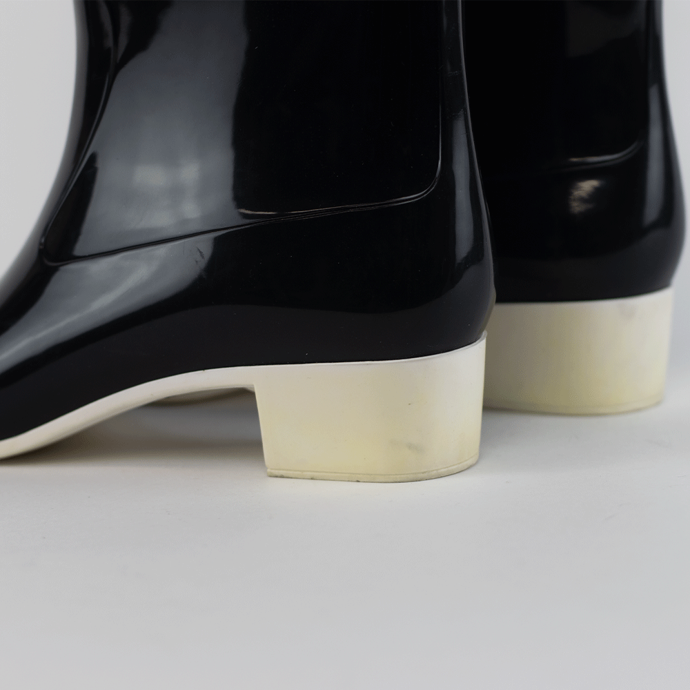 Chanel Black Rubber Camellia Rain Boots