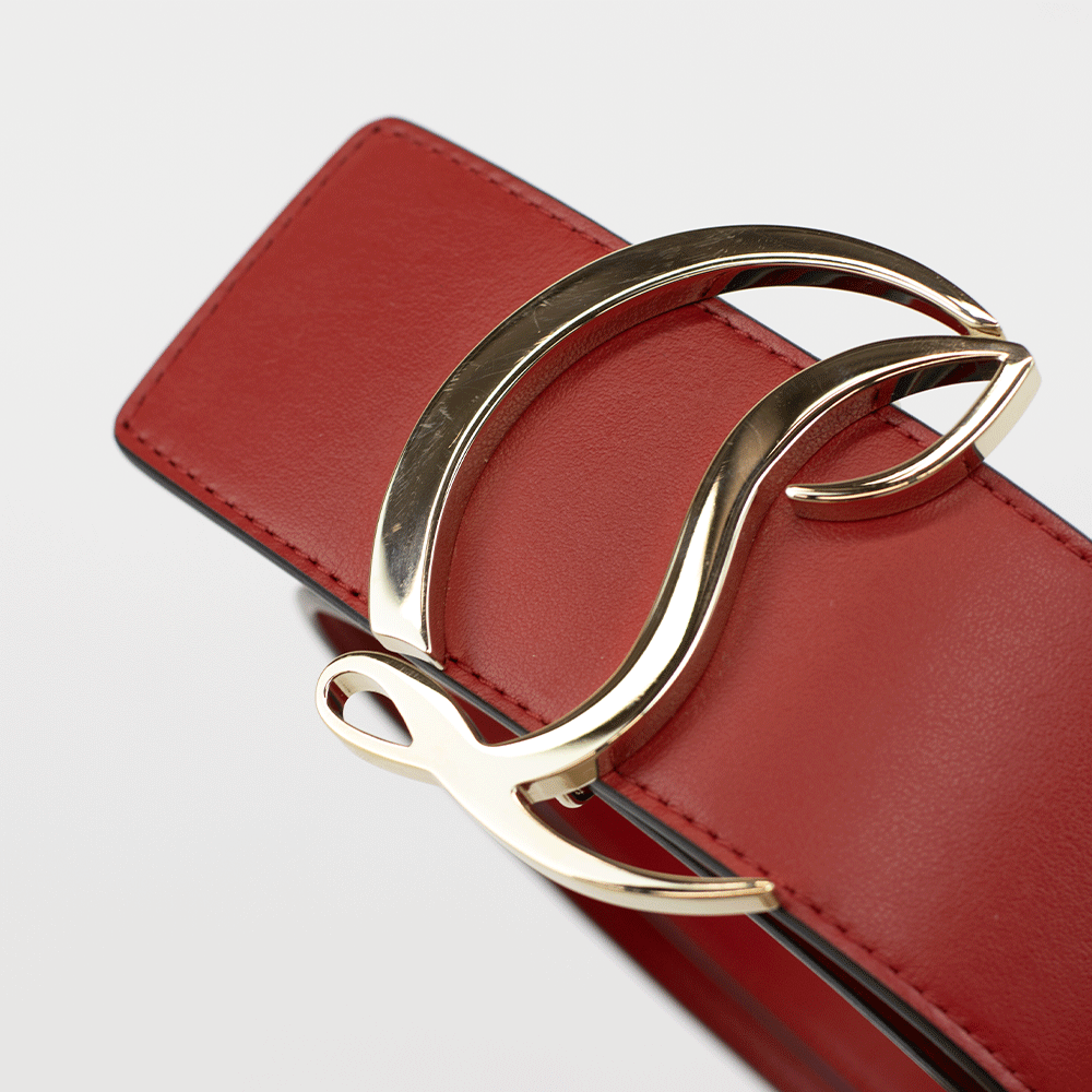 Christian Louboutin Loubiantic Logo Red Leather Belt