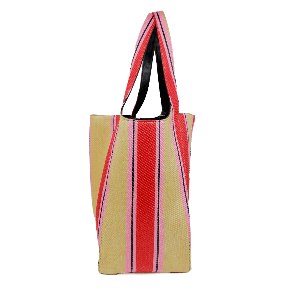 Stella McCartney Stella Logo Striped Raffia Tote Bag