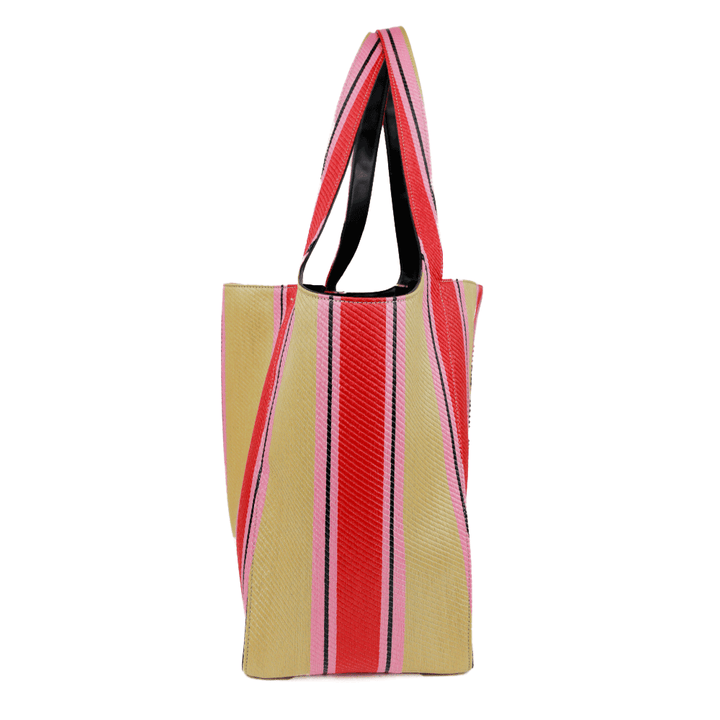 Stella McCartney Stella Logo Striped Raffia Tote Bag