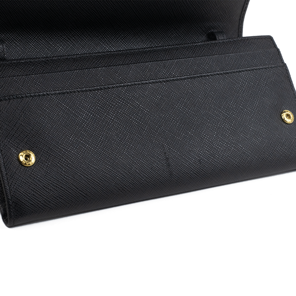 Prada Black Saffiano Lux Continental Wallet