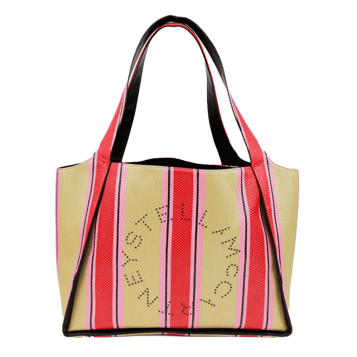 Stella McCartney Stella Logo Striped Raffia Tote Bag